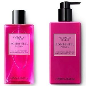 NWT VICTORIA’S SECRET BOMBSHELL PASSION 8.4 OZ/250 ML~Body Mist AND BODY Lotion~
